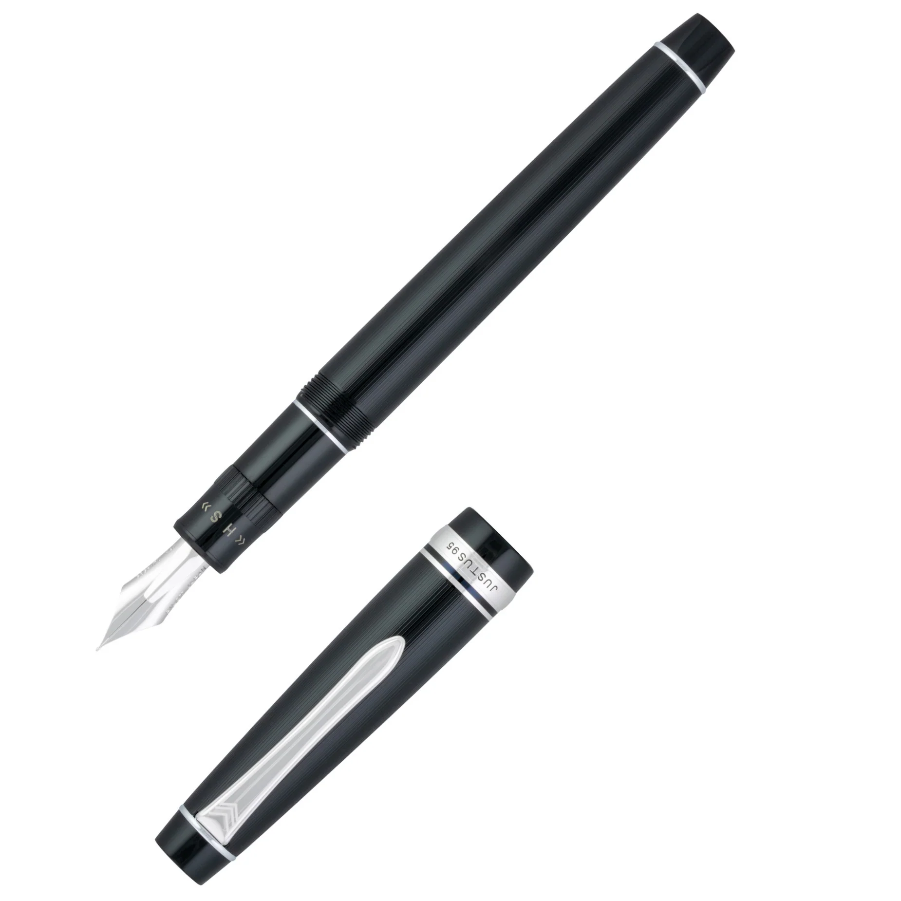 Pilot Justus 95 Fountain Pen - Black w/ Rhodium - Image 6