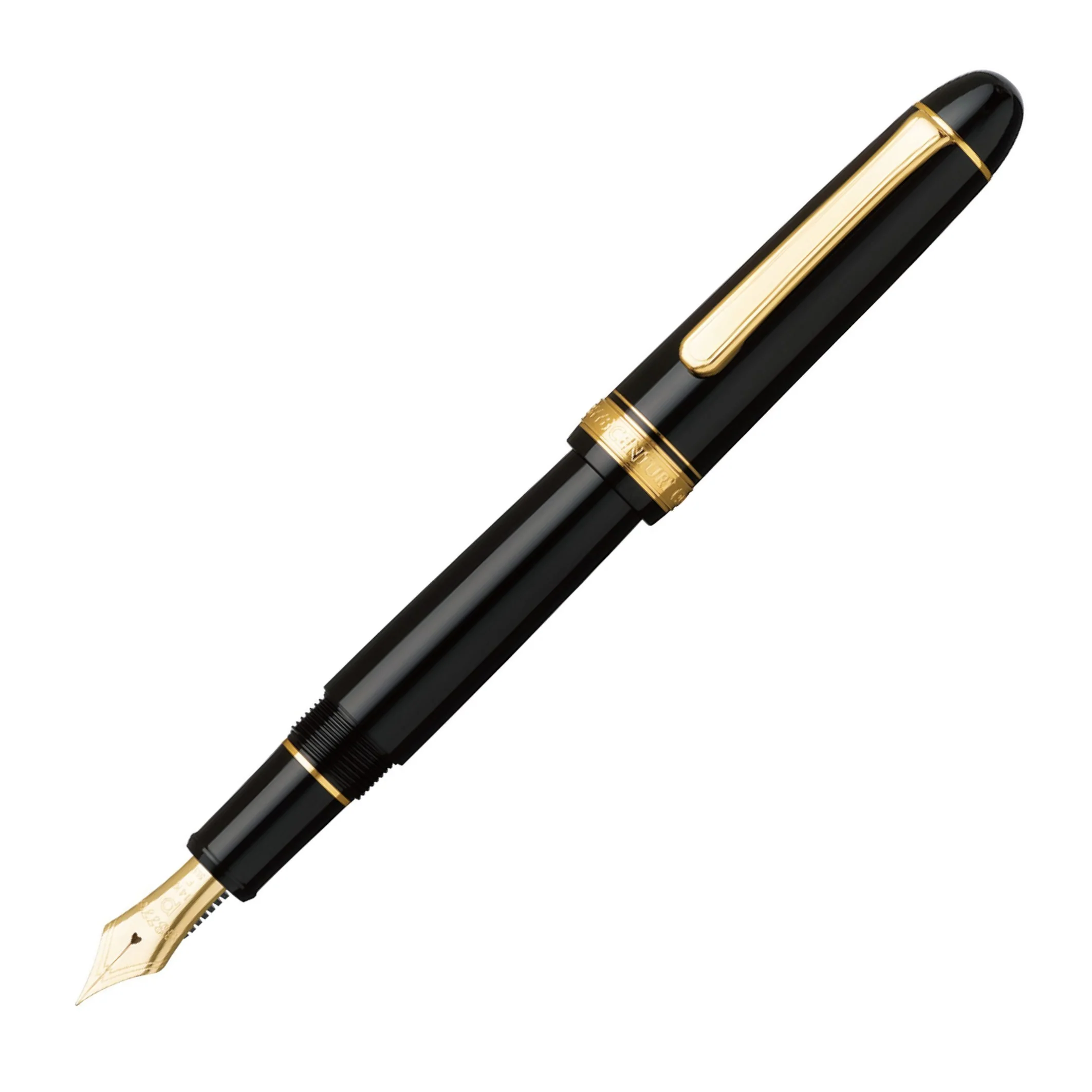 Platinum #3776 Century Fountain Pen - Black with Gold Trim - Image 3