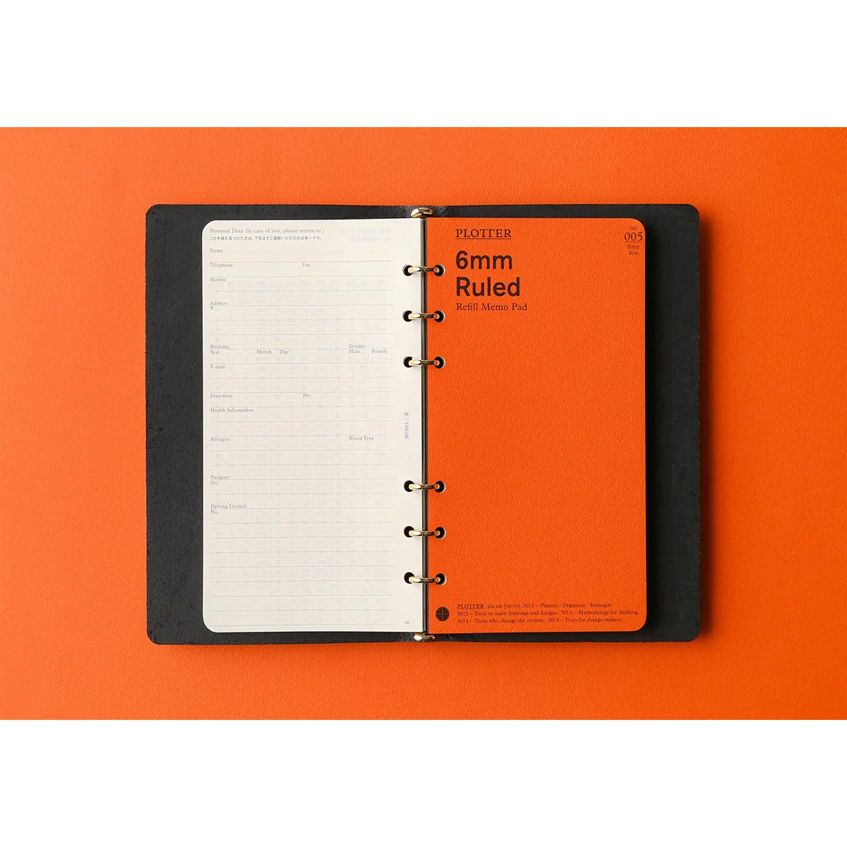 Plotter Pueblo 6-Ring Leather Binder - Bible Size - Black - Image 4