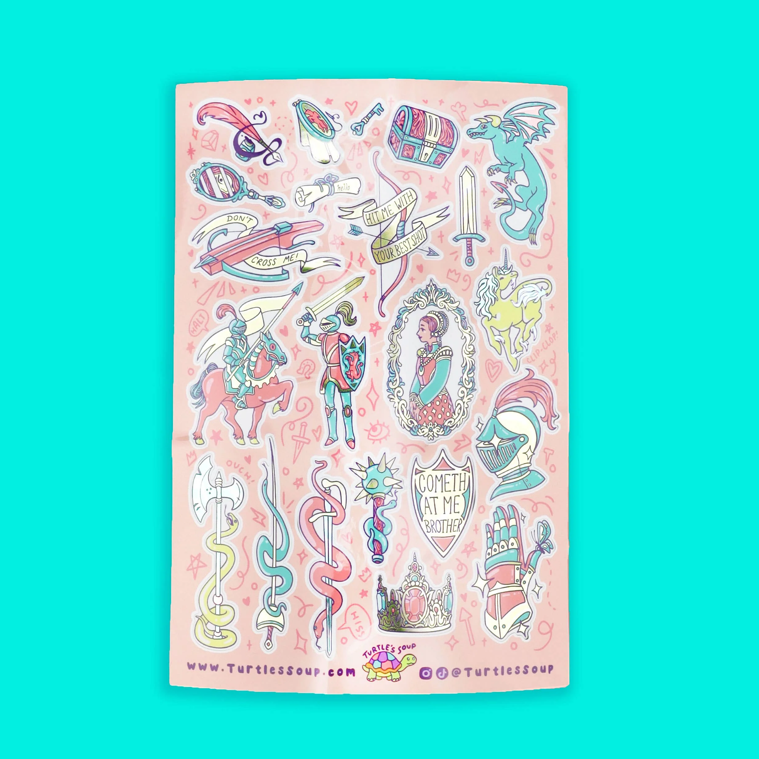 Renaissance Fair Fantasy Jousting Vinyl Sticker Sheet - Image 2
