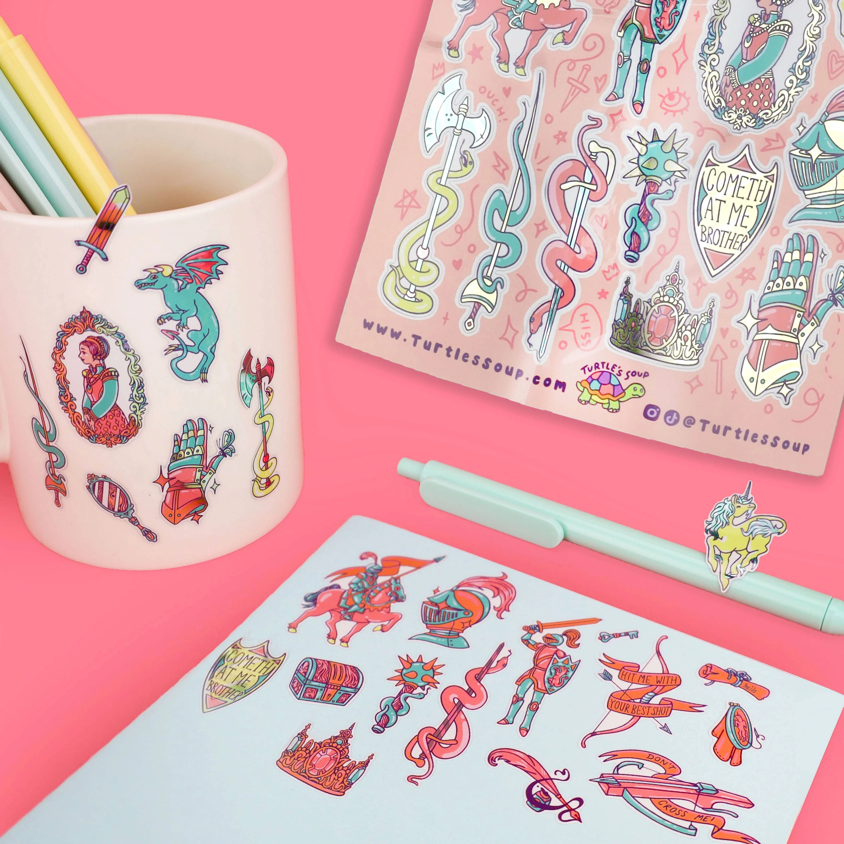 Renaissance Fair Fantasy Jousting Vinyl Sticker Sheet - Image 3