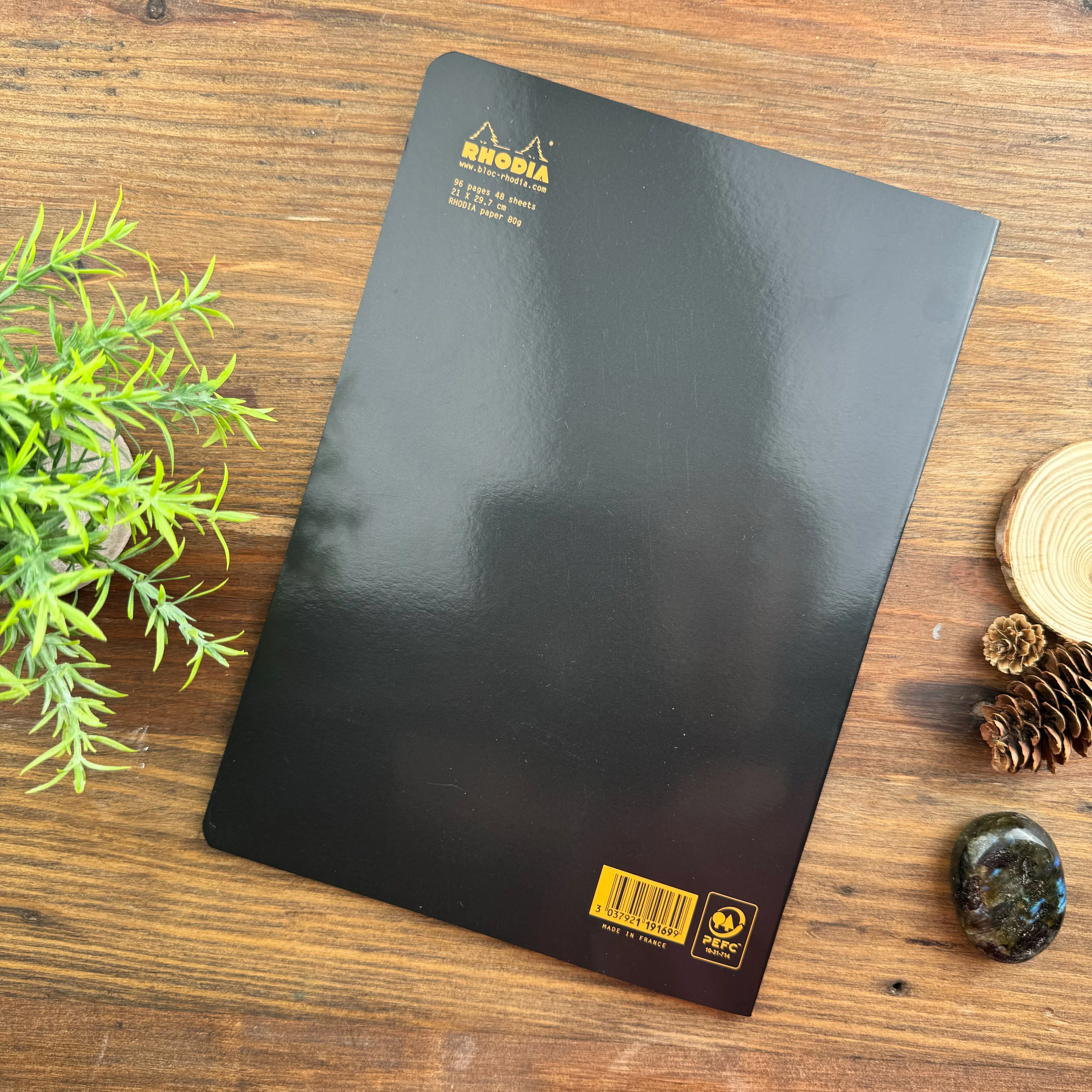 Rhodia Slim Staplebound Notebook - Lined 48 sheets - 8 1/4 x 11 3/4 - Black cover - Image 3