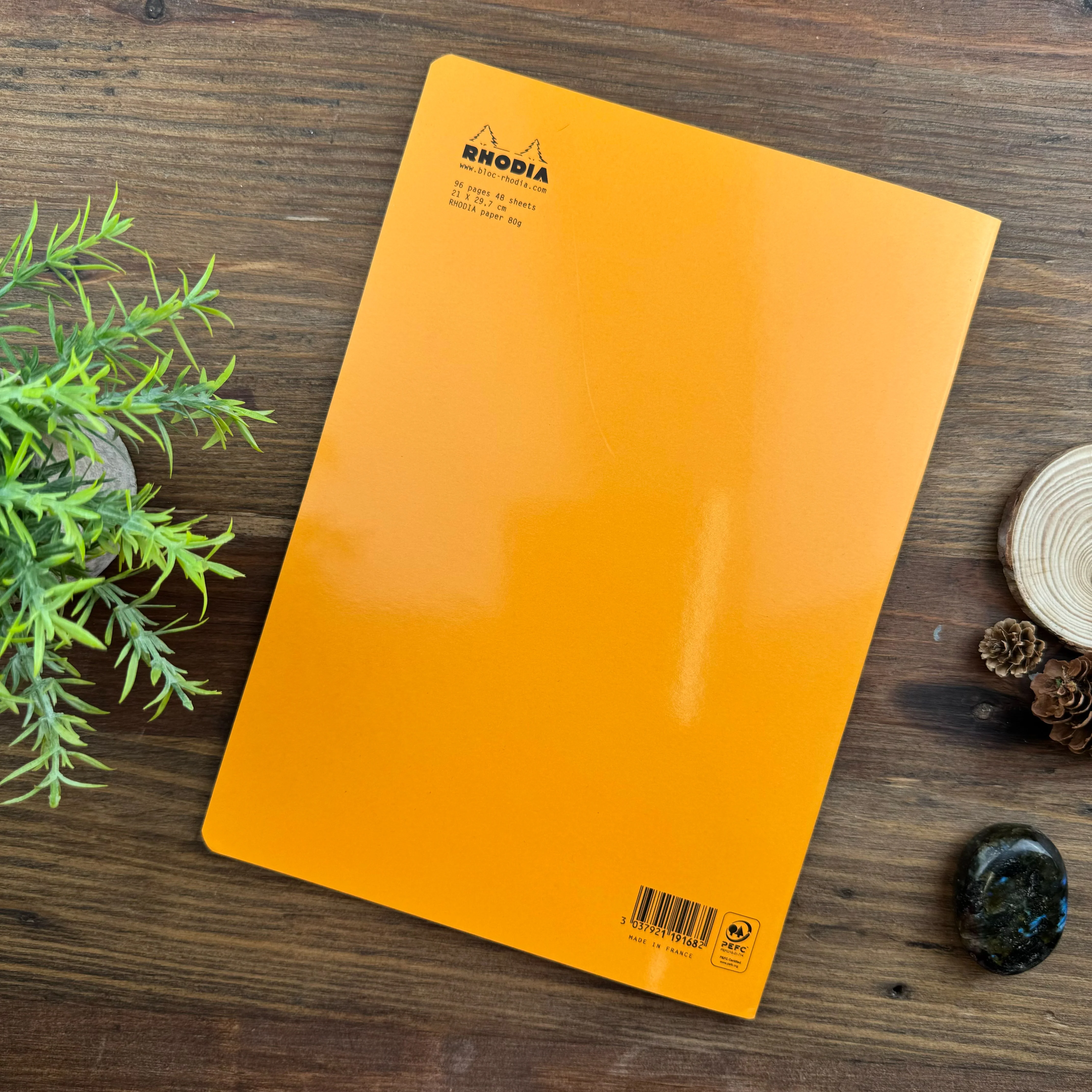 Rhodia Slim Staplebound Notebook - Lined 48 sheets - 8 1/4 x 11 3/4 - Orange cover - Image 3
