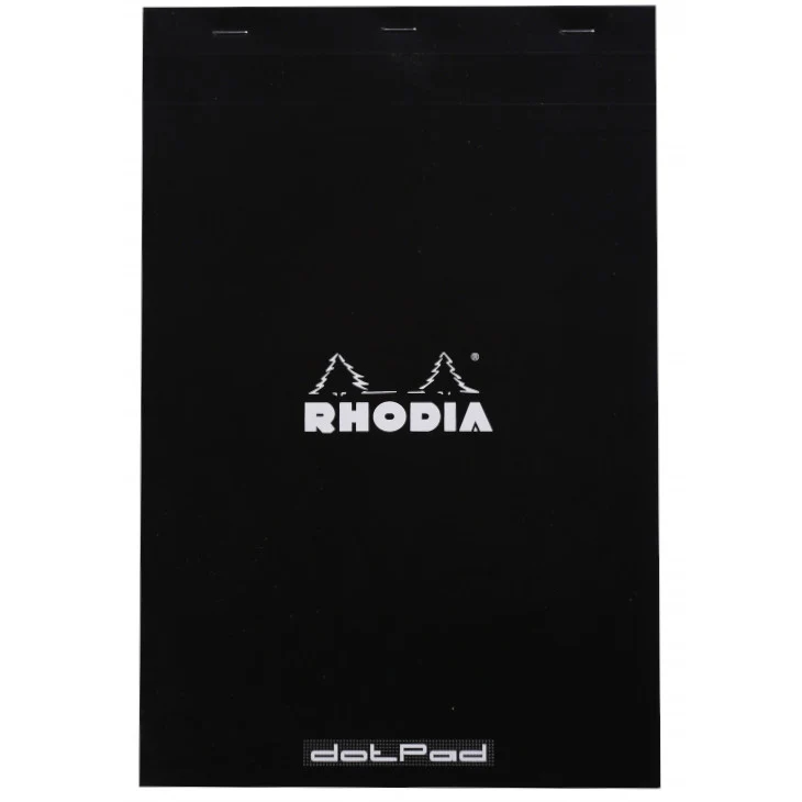 Rhodia Staplebound Notepad - Dot grid 80 sheets - 8 1/4 x 12 1/2 - Black cover - Image 4