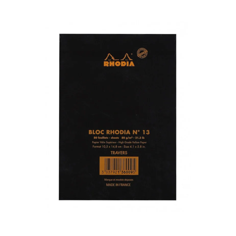 Rhodia Staplebound Notepad - Lined 80 sheets - 4 x 6 - Black cover - Image 6
