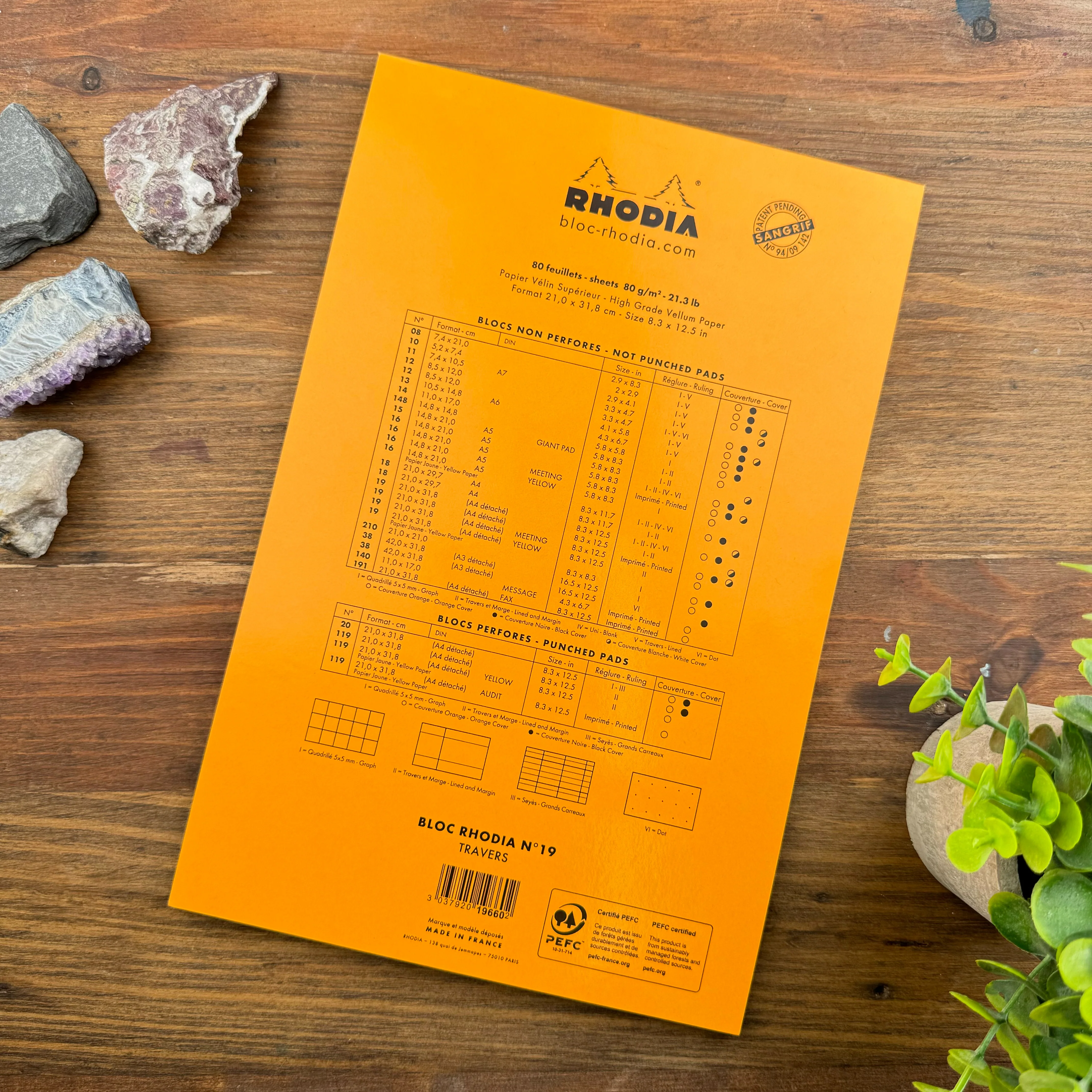 Rhodia Staplebound Notepad - Lined 80 sheets / Yellow paper - 8 1/4 x 12 1/2 - Orange cover - Image 3