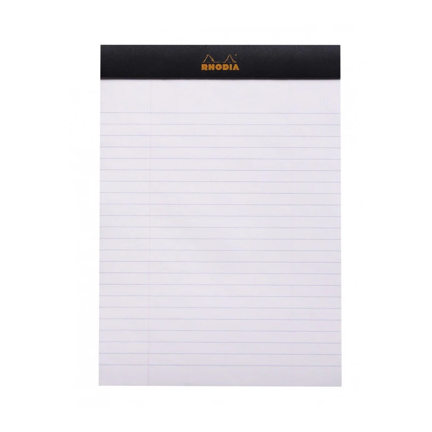 Rhodia Staplebound Notepad - Lined w/ margin 80 sheets - 6 x 8 1/4 - Black cover - Image 5