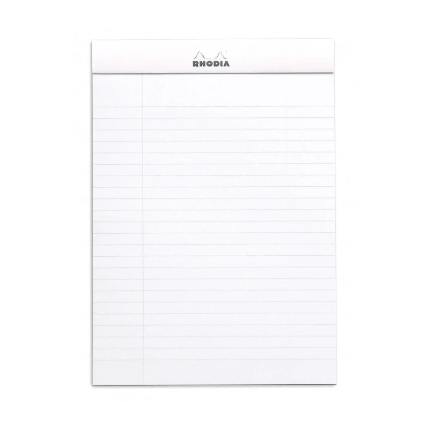 Rhodia Staplebound Notepad - Lined w/ margin 80 sheets - 6 x 8 1/4 - White cover - Image 5