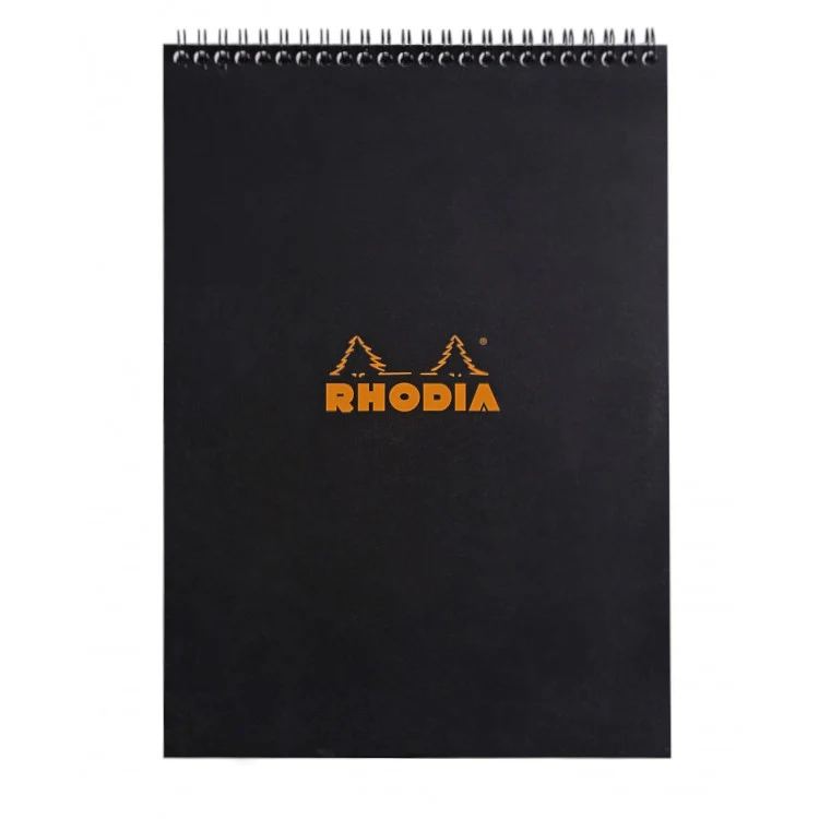 Rhodia Wirebound Notepad - Lined 80 sheets - 8 1/4 x 11 3/4 - Black cover - Image 4