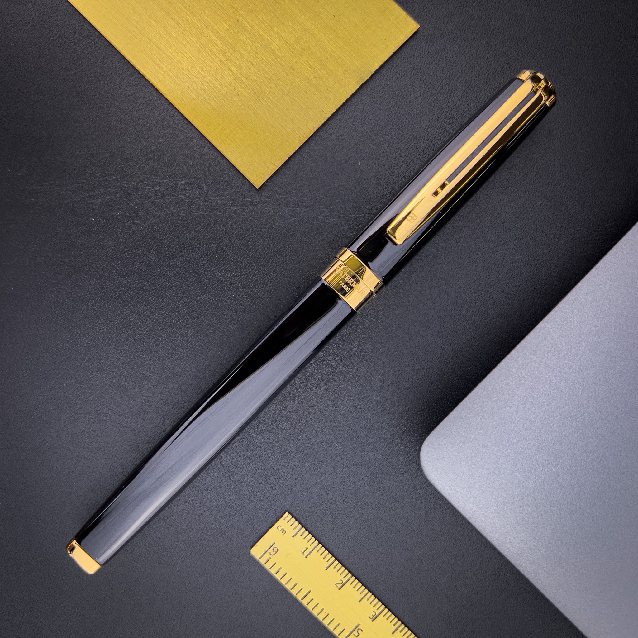 Waterman Exception Slim Fountain Pen - Black w/ Gold Trim - Image 2