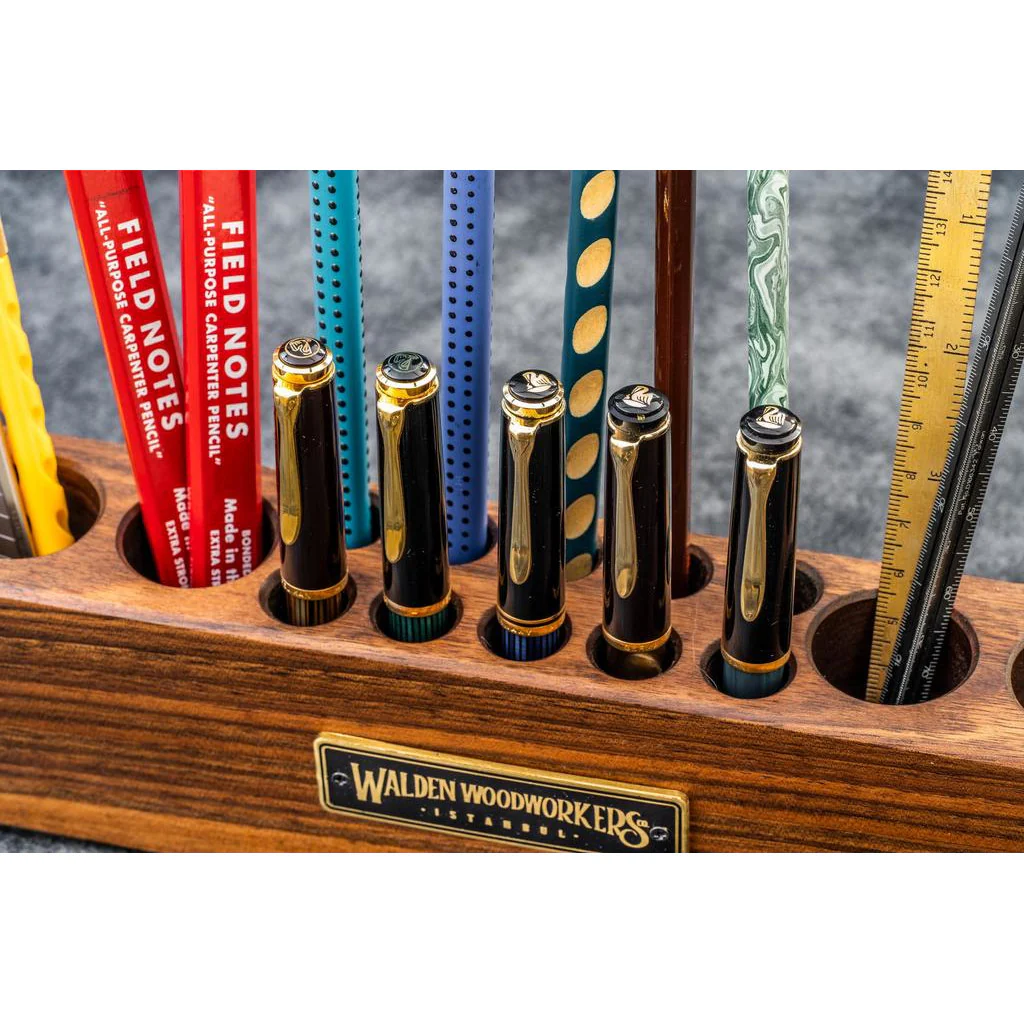 Galen Leather Wooden Desk Organizer - Walnut - Image 2